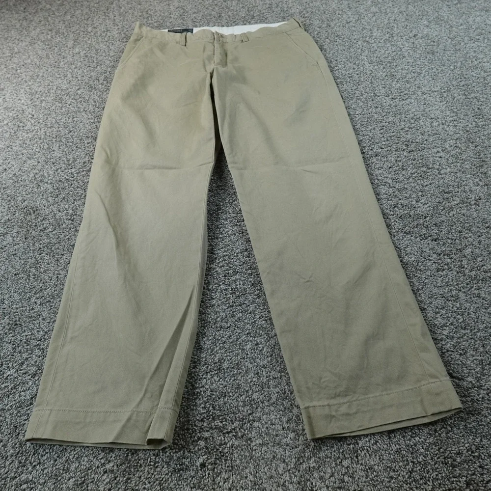 VTG Polo Ralph Lauren Pants Mens 35X30 Beige Brown Preston Chino Trouser Pony